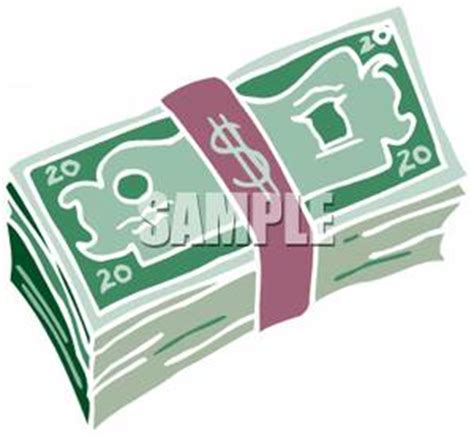 Clipart style cartoon of cash. A Wad of Cash - Royalty Free Clipart Picture