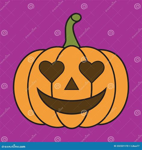 Pumpkin Flat Design Isolated Heart Eye Vector Illustration Halloween