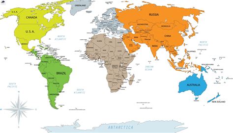 Labeled World Map With Continents And Countries Blank World Map