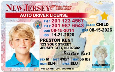 New Jersey Kid Driver License For Children Under 12 Child Id Etsy