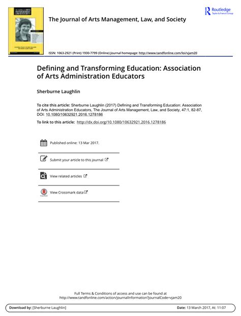 Pdf Defining And Transforming Education Association Of Arts Administration Educators