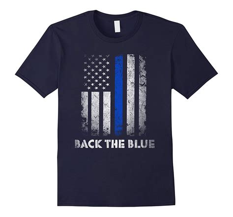 Thin Blue Line American Flag T Shirt Police Back The Blue Cl Colamaga
