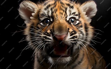 Premium Ai Image Funny Baby Tiger Selfie Photography Close Up