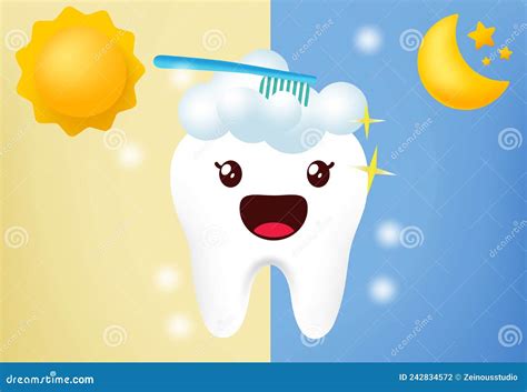 Emoticon Brushing Teeth Cartoon Vector 28709395