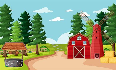 Blank Farm Scene In Cartoon Style 1541462 Vector Art At Vecteezy