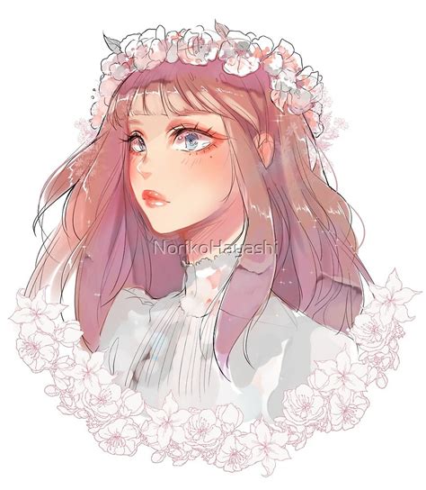 Girl With Flower Crown By Norikohayashi Redbubble
