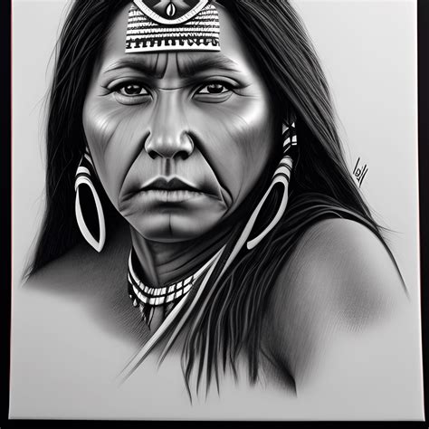 Realistic Dark Skin Shawnee Native American Woman Graphic Creative