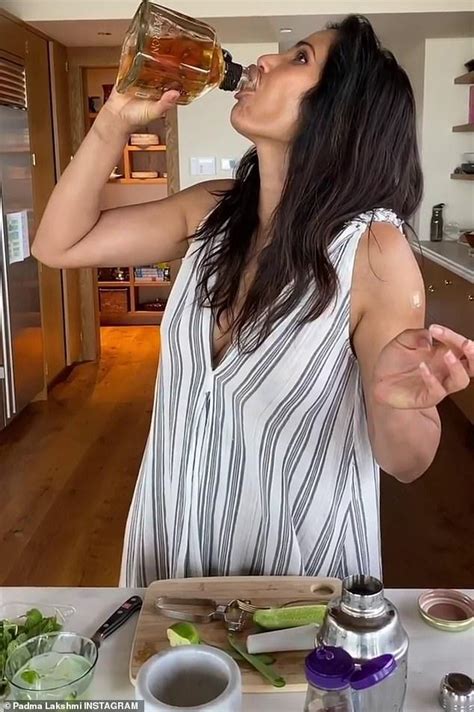 Padma Chugs Tequila In Funny Instagram Margarita Guide Padma Lakshmi Patron Bottle Chugs