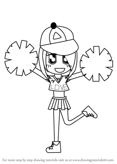 Learn How To Draw A Cheerleader Cartoon People For Kids Step By Step