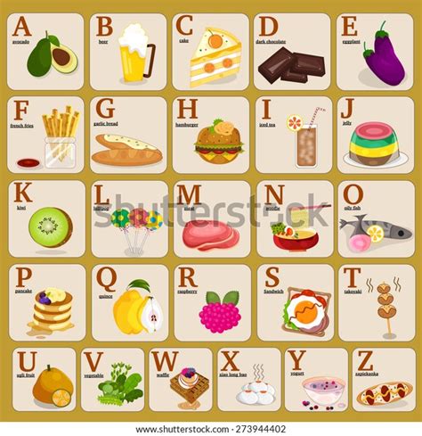 Az Cartoon Food Alphabets Illustration Vector Stock Vector Royalty