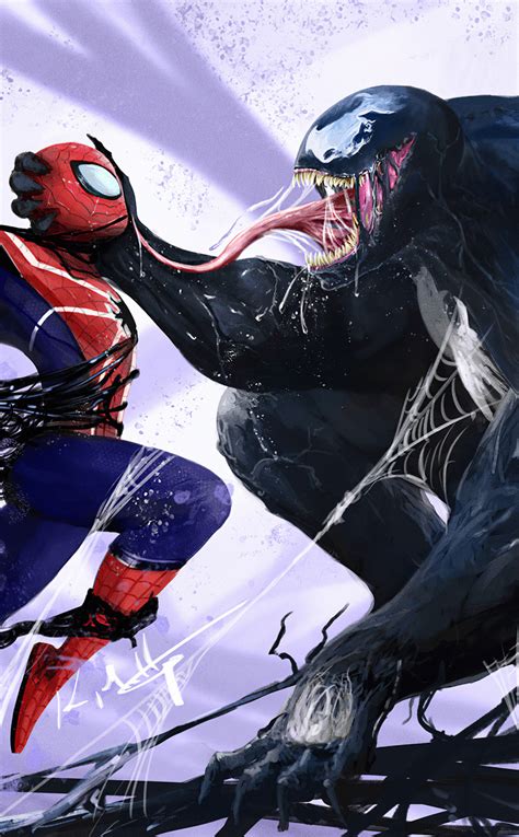 950x1534 Venom Vs Spider Man Art 950x1534 Resolution Wallpaper Hd