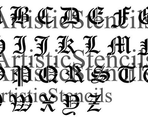Stencil 3 Inch Old English Alphabet Set Upper And Lower Free Etsy