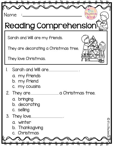 Simple Comprehension Worksheets For Kindergarten — Db