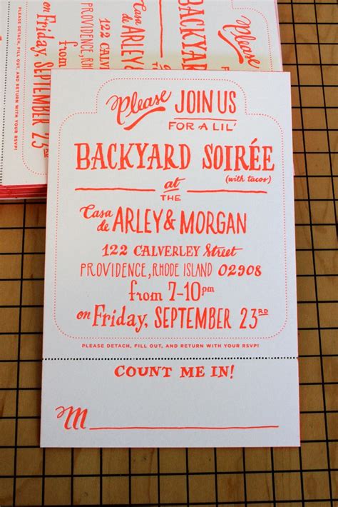 These cards include the reply deadline, space for the invitees to put their names and mark whether or not they will be attending. Backyard Soiree! | These "Backyard Soiree" invites are ...