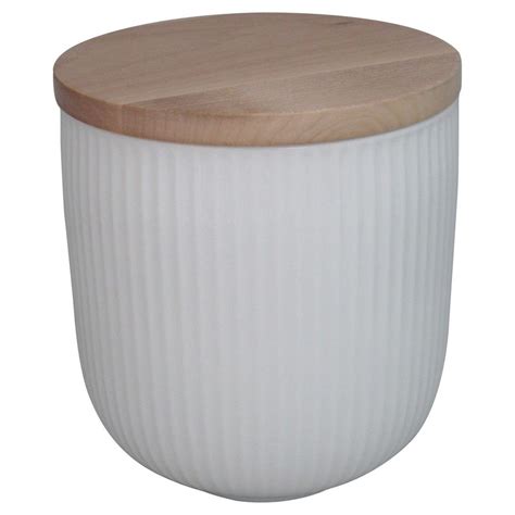 Threshold™ Large Porcelain Canister With Wood Lid White Wood
