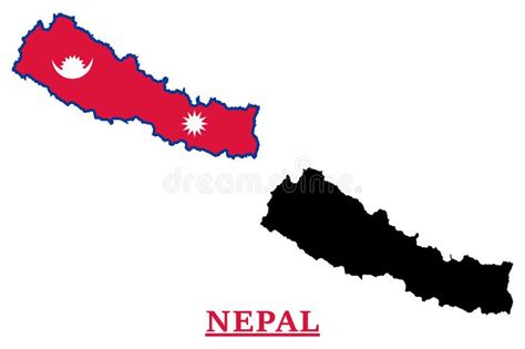 Nepal National Flag Map Design Nepal Country Flag Inside The Map Stock Vector Illustration Of