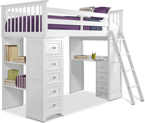 Flynn Twin Loft Bed With Desk And Chest White Twin Loft Bed Bed