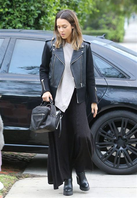 Jessica Alba In Leather Jacket Out In Beverly Hills 01182016 Hawtcelebs