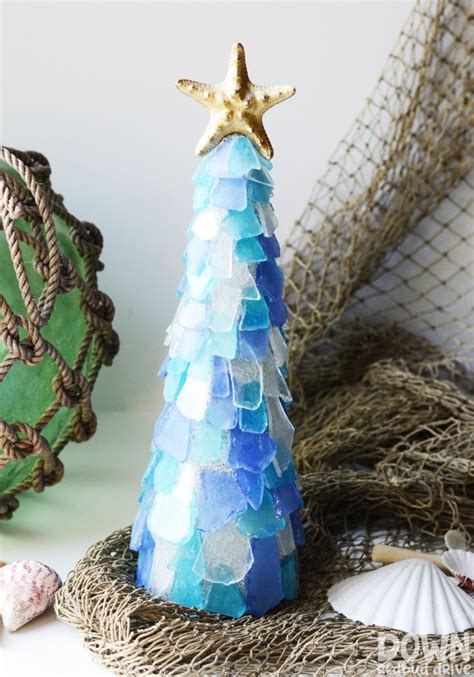 Genuine Sea Glass Tree With Lights Sea Glass Christmas Tree Glass Beach Christmas Tree