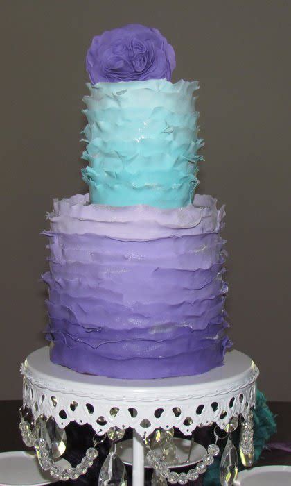 12 Purple Teal And White Cakes Photo Purple And Teal Wedding Cake