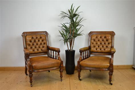 Classic leather, leathercraft and comfort design. Antique Leather Library Chairs, Armchairs, England | Retro ...