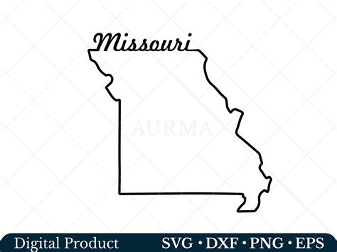 Missouri Map Missouri State Svg Outline Map Missouri Png Etsy