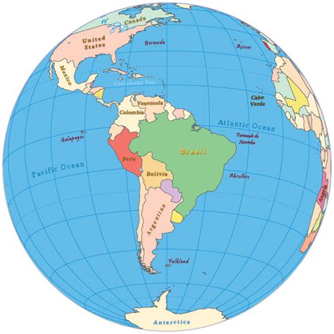 South America In The Globe American Continent