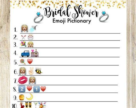 This is a fun game that i have created today to make your bridal shower party more fun. Bridal Shower Emoji Game Fun Unique Games DIY PDF Wedding | Etsy | Bridal shower, Bridal shower ...