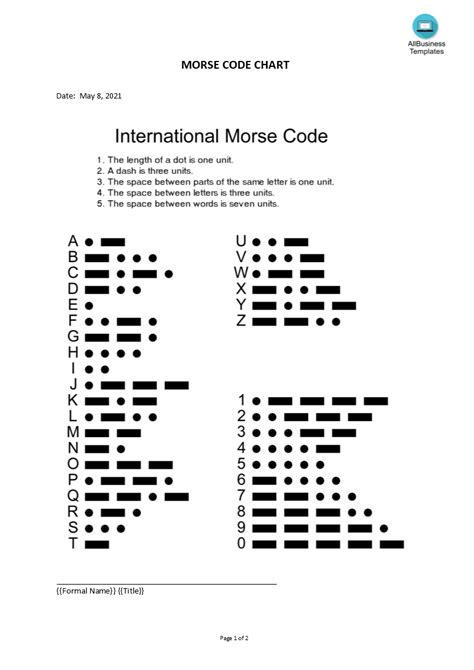 Morse Code Chart Templates At Allbusinesstemplates Com