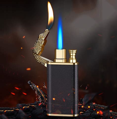 Magic Double Flame Lighter Crocodile Lighter Unusual Lighter Creative Metal Torch Windproof