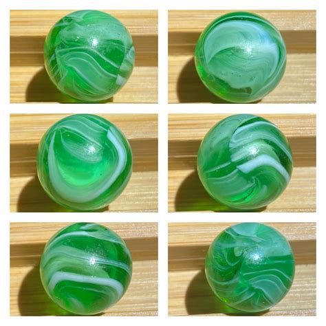 916 Two Seam Green Slag All About Marbles