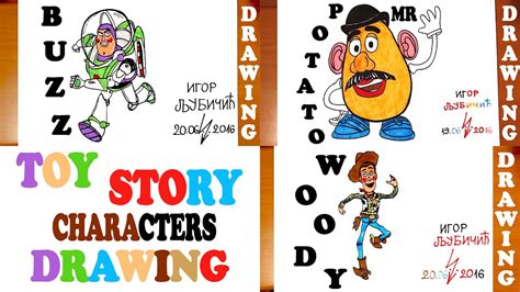 How To Draw Toy Story Characters Woody Buzz Mr Potato Head Step By