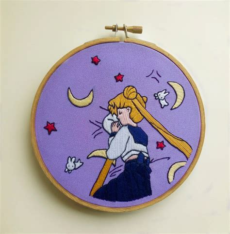 Maybe Ill Take A Nap Sailor Moon Embroidery Hoop Art Etsy Arte De