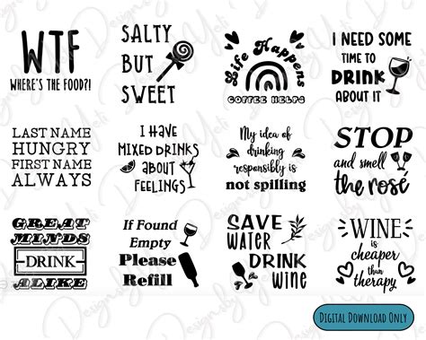 Sassy Drinking Quotes Svg Bundle Funny Alcohol Svg Funny Wine Svg Coaster Svg Drinking Svg