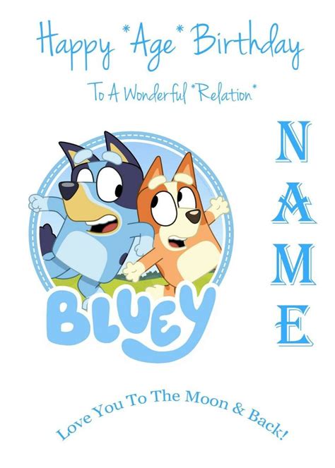 Bluey Personalised Birthday Card Daughter Son Girl Boy Niece Nephew