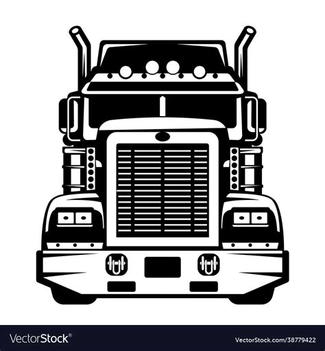 Semi Truck Front View Flat Style Royalty Free Vector Image