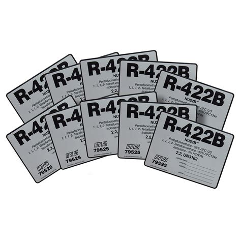 R 422b Refrigerant Label Pack10 Airstar Solutions