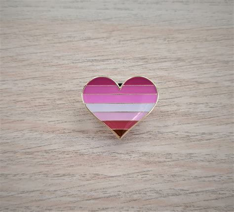 lesbian heart enamel pin lesbian pride pin flag pins queer etsy