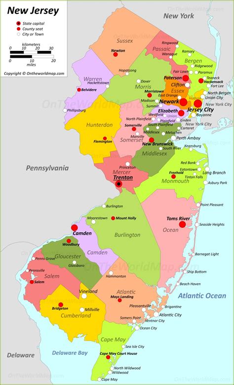 New Jersey Map With Cities Map Of The World