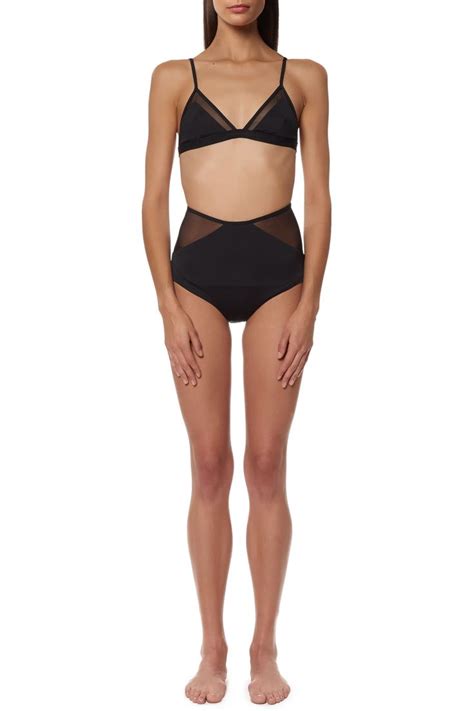 Mara Hoffman Black Mesh Combo Triangle Bralette Bikini Top Lyst Bikinis Bralette Bikini