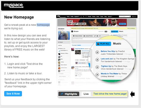Myspace Launches New Home Page Business2community