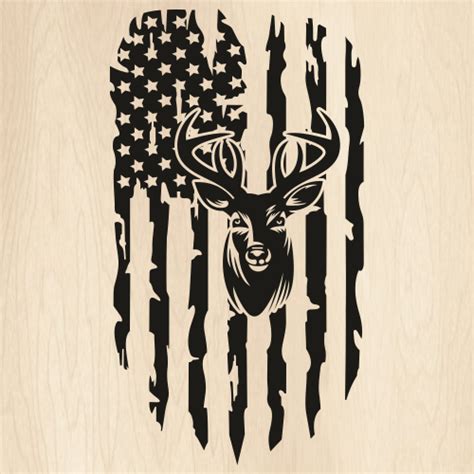 American Flag Deer Head Svg Usa Deer Flag Png Deer Hunt Flag Vector