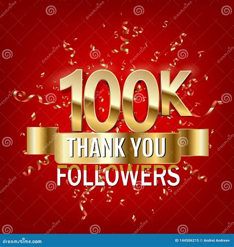 100000 Followers Thank You Gold Illustration Stock Illustration