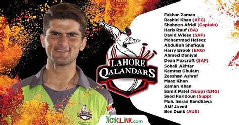 Lahore Qalandar All Details Squad Match Schedule Records