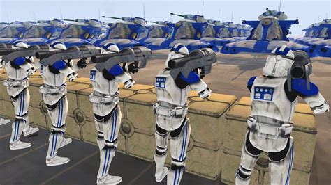 10 Clone Rocket Troopers Vs 100 Aat Tanks Men Of War Star Wars Mod
