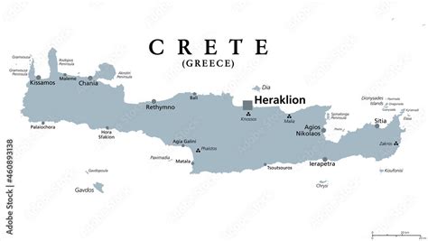 Obraz Crete Greek Island Gray Political Map With Capital Heraklion