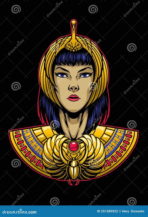 Isis Of Egyptian Goddess Head Vector Illustration