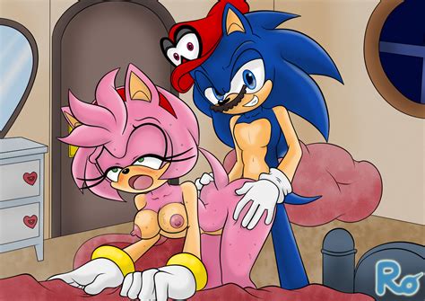 Commission For Blackflash Sonic X Amy And Cappy By Zerbukii Hentai Foundry