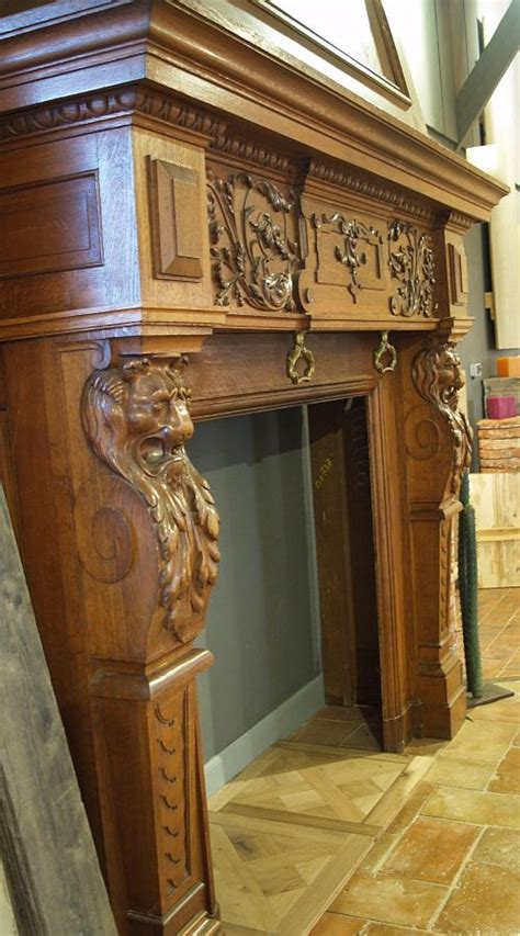Antique French Oak Fireplace With Over Mantel Bca