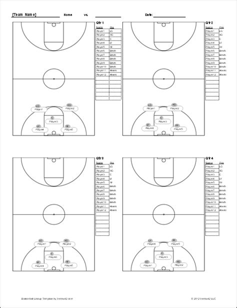 Printable Basketball Play Sheets